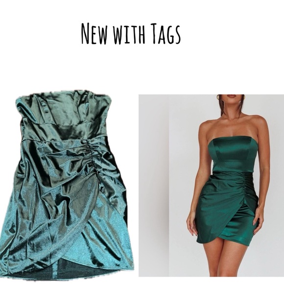 Selfie Leslie Dresses & Skirts - NEW with tags SELFIE LESLIE • SIOBHAN STRAPLESS MINI DRESS FOREST GREEN •